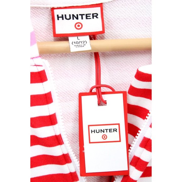 Hunter for Target Romper Dress Girls Kids Pink Red Striped Hooded Large 10/12 - Picture 4 of 9